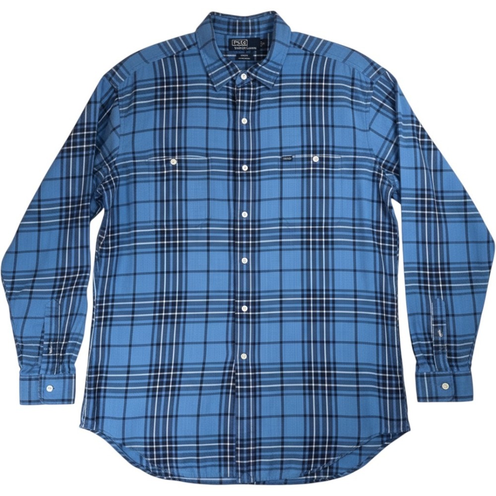 Polo Ralph Lauren Rowley Plaid Flannel Shirt Mens XL Blue Long Sleeve Button Dow